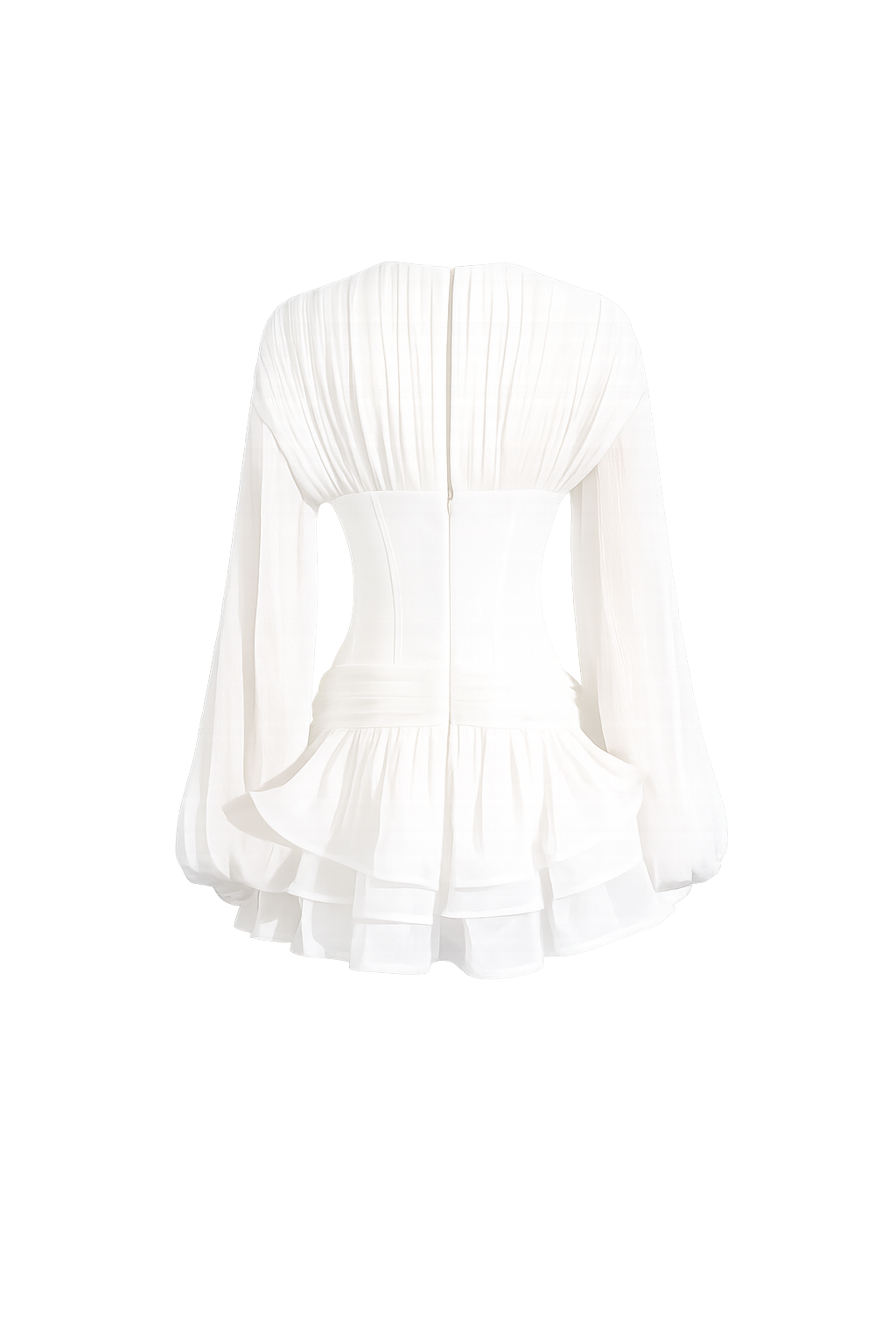 Pleated Ruffle Mini Dress - Pearl