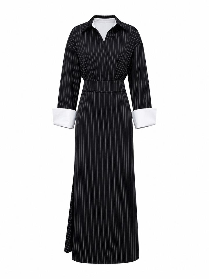 Classic Pinstripe Maxi Dress - Chic
