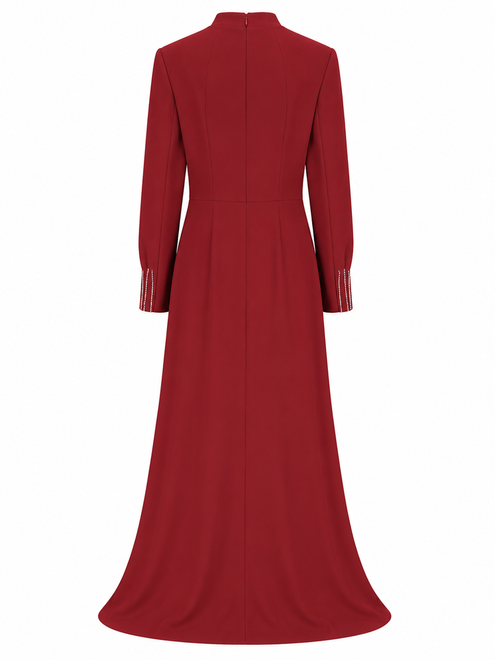 Crystal Cape Maxi Dress - Burgundy