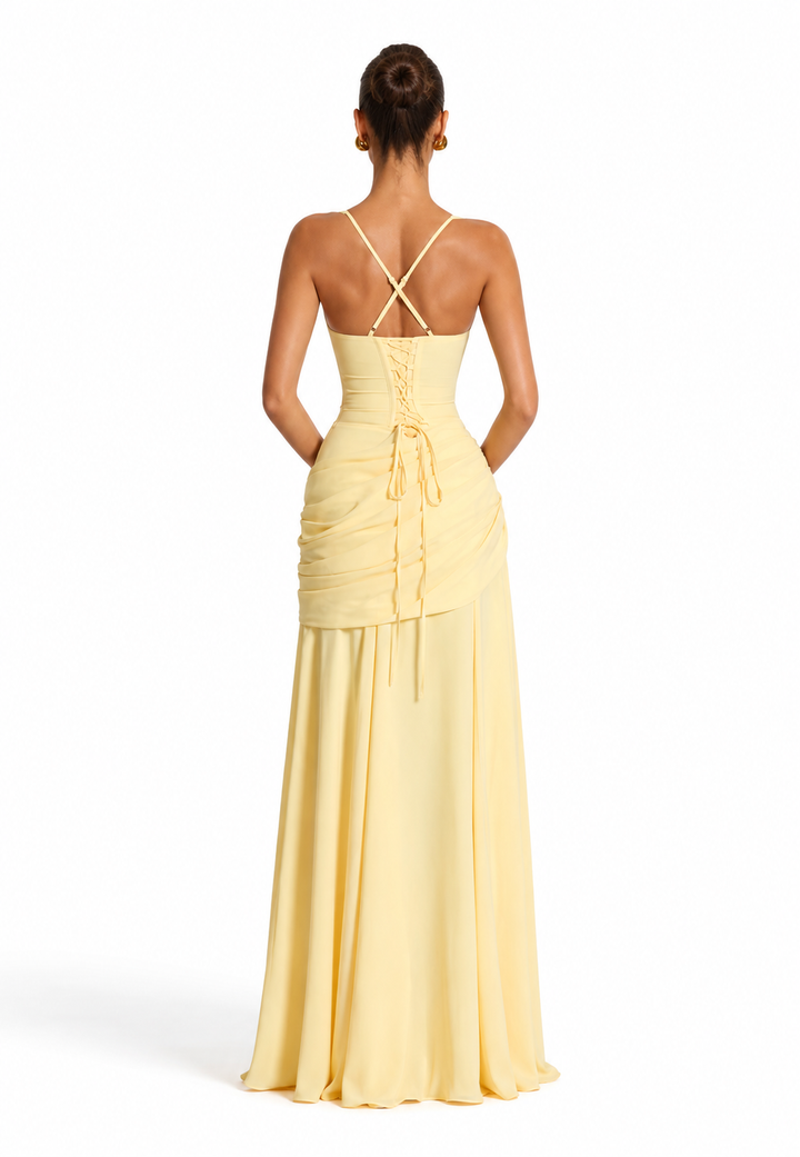 Navy Draped Waist Maxi Dress – AURELIA