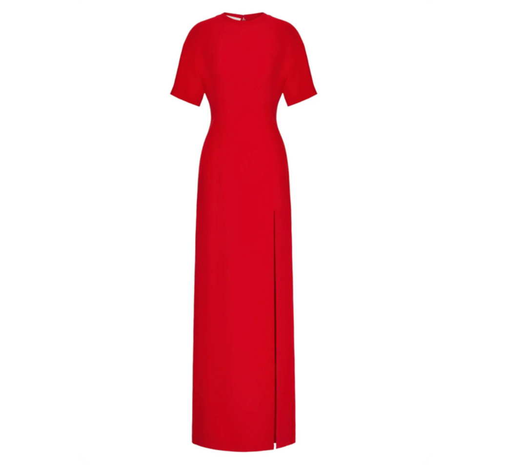 Scarlet Side-Slit Maxi Dress – Red