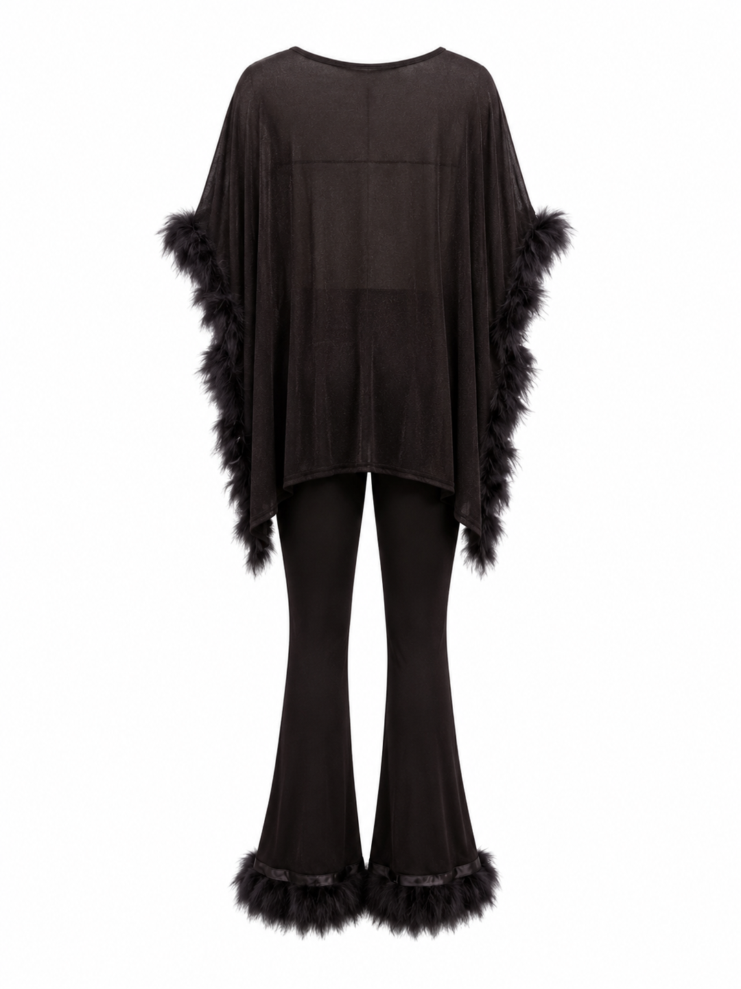 Feather Trim Three-Piece Evening Set — Noir
