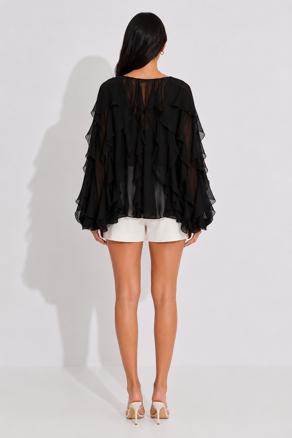 Blush Ruffle Tie-Neck Chiffon Blouse - Romance