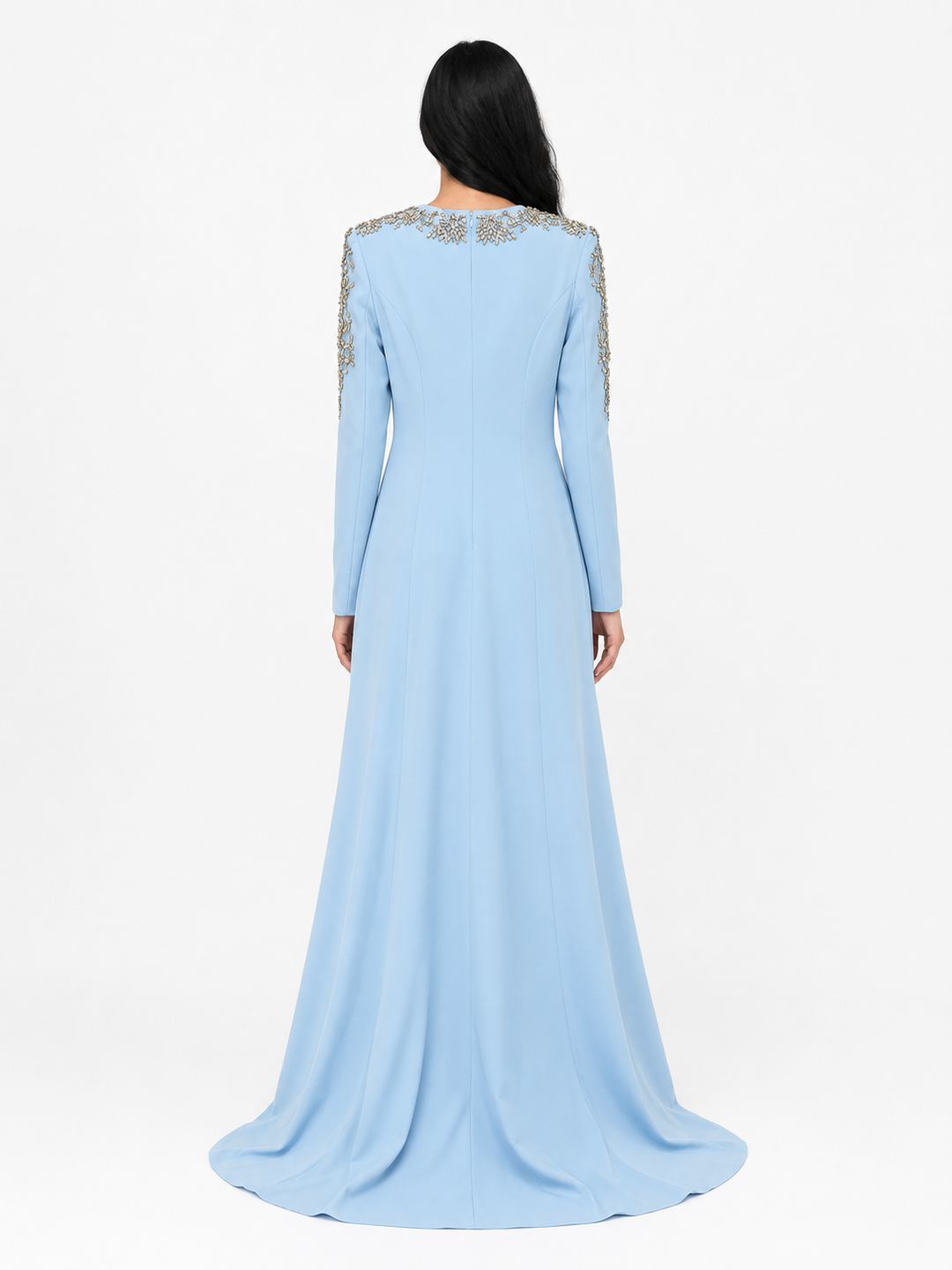 Crystal Embellished Maxi Dress - Sky