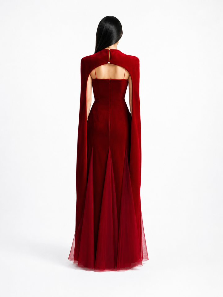 Floral Cape Evening Gown – Rosalia
