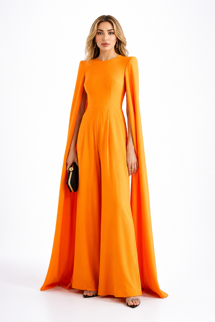 Orange Cape Jumpsuit – Solara