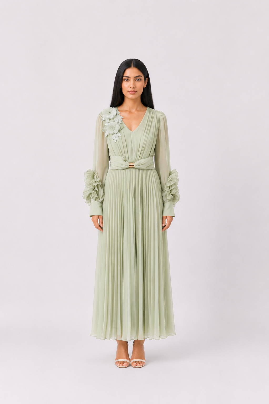 Blush Pleated Maxi Dress - Elegance