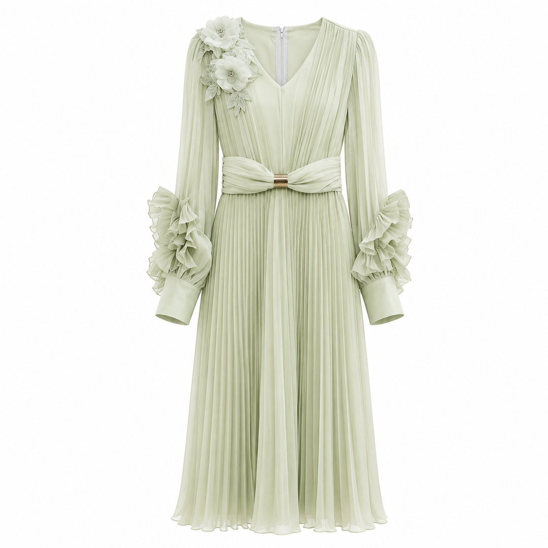 Blush Pleated Maxi Dress - Elegance