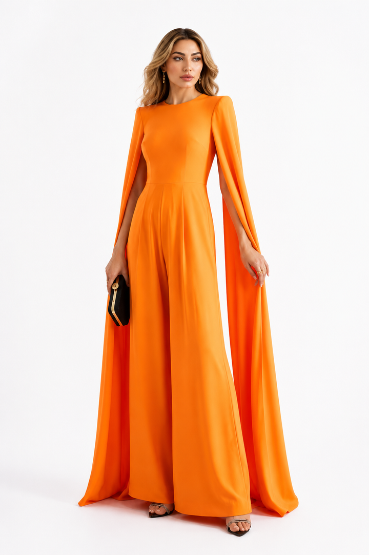 Orange Cape Jumpsuit – Solara