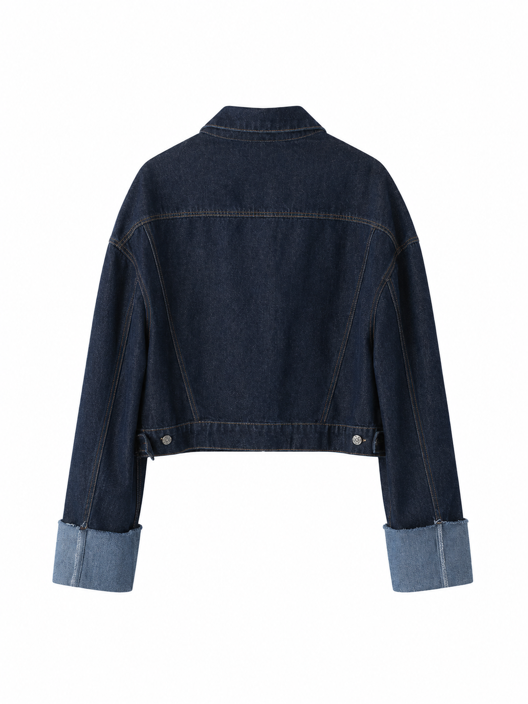 Cuffed Cropped Denim Jacket - Classic