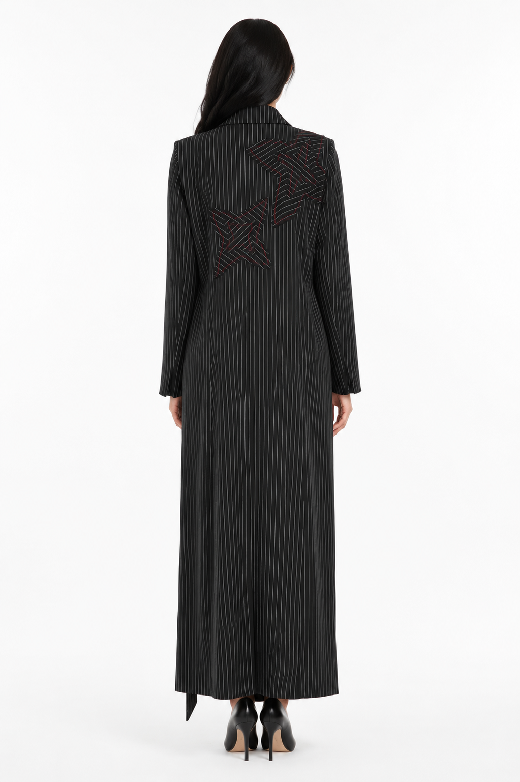 Black Pinstripe Embroidered Blazer Dress – Authority