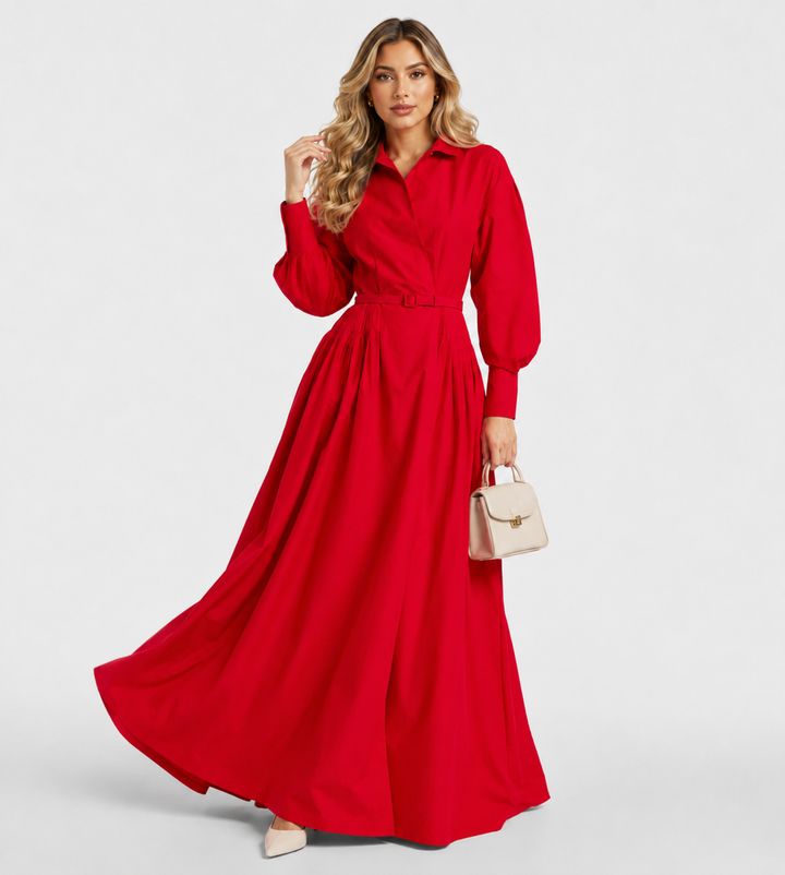 Scarlet Belted Shirt Maxi Dress - Veronas