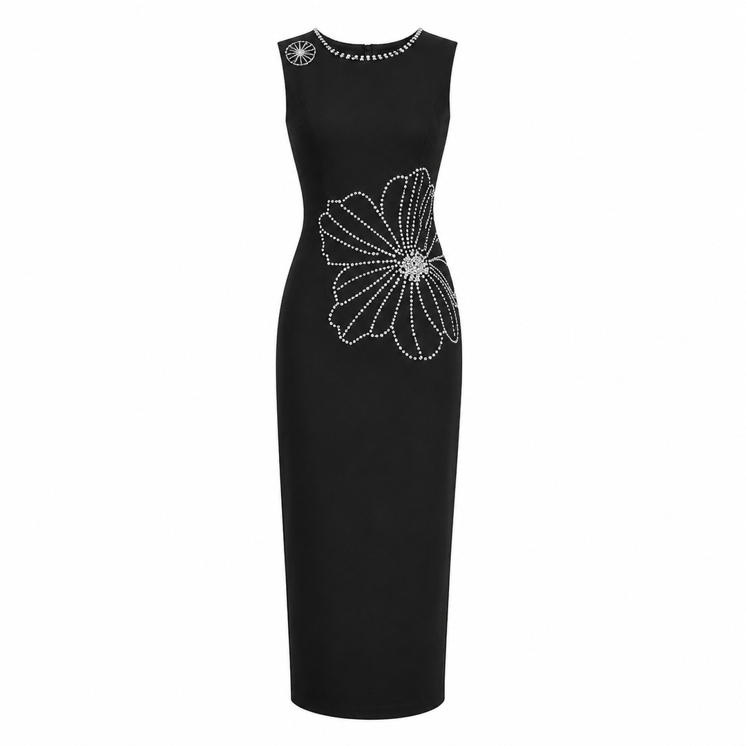 Crystal Floral Sheath Midi Dress - Blossom