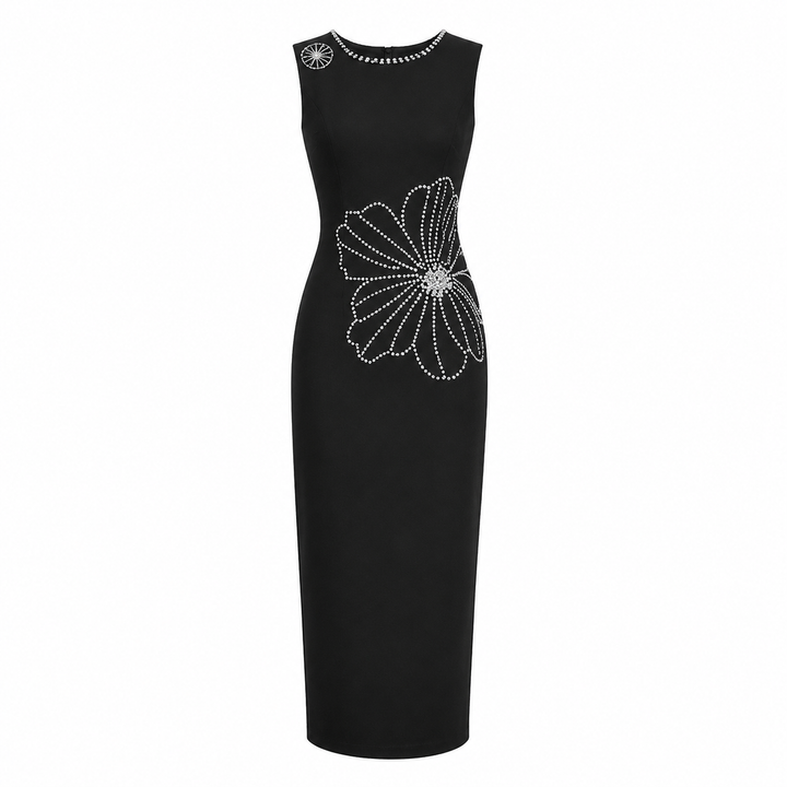 Crystal Floral Sheath Midi Dress - Blossom