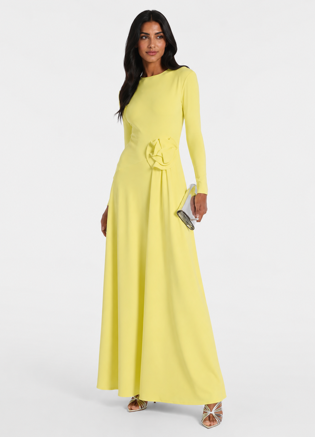 Butter Yellow Floral Waist Maxi Dress - Soleil