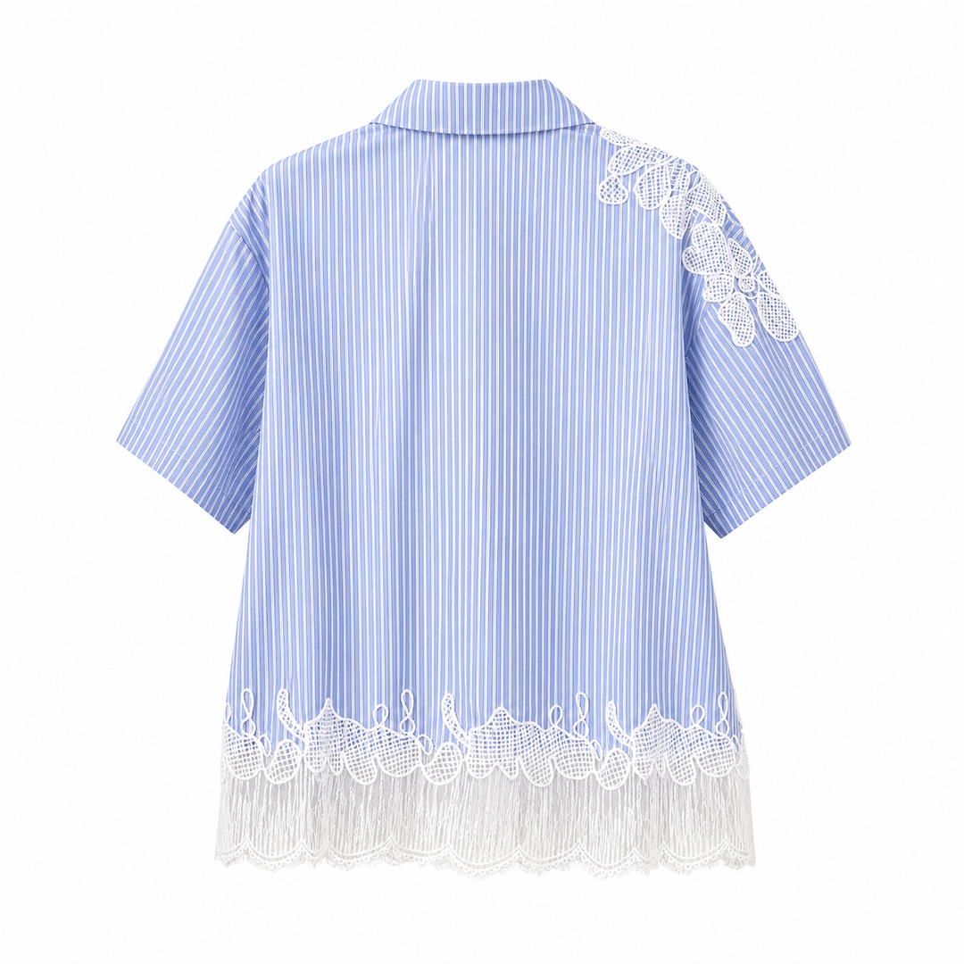 Black Lace Hem Embroidered Shirt – NOIRÉVA