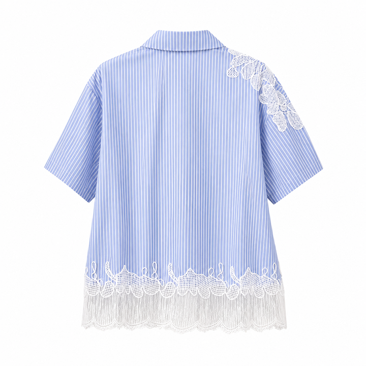 Black Lace Hem Embroidered Shirt – NOIRÉVA