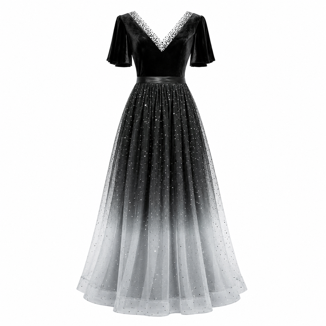 Ombre Stardust Tulle Evening Gown - Eclipse