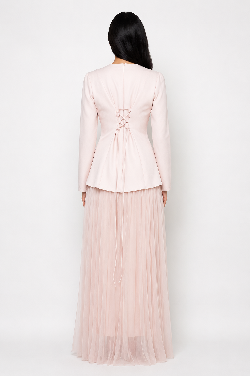 Elegant Pleated Maxi Dress - Pearl