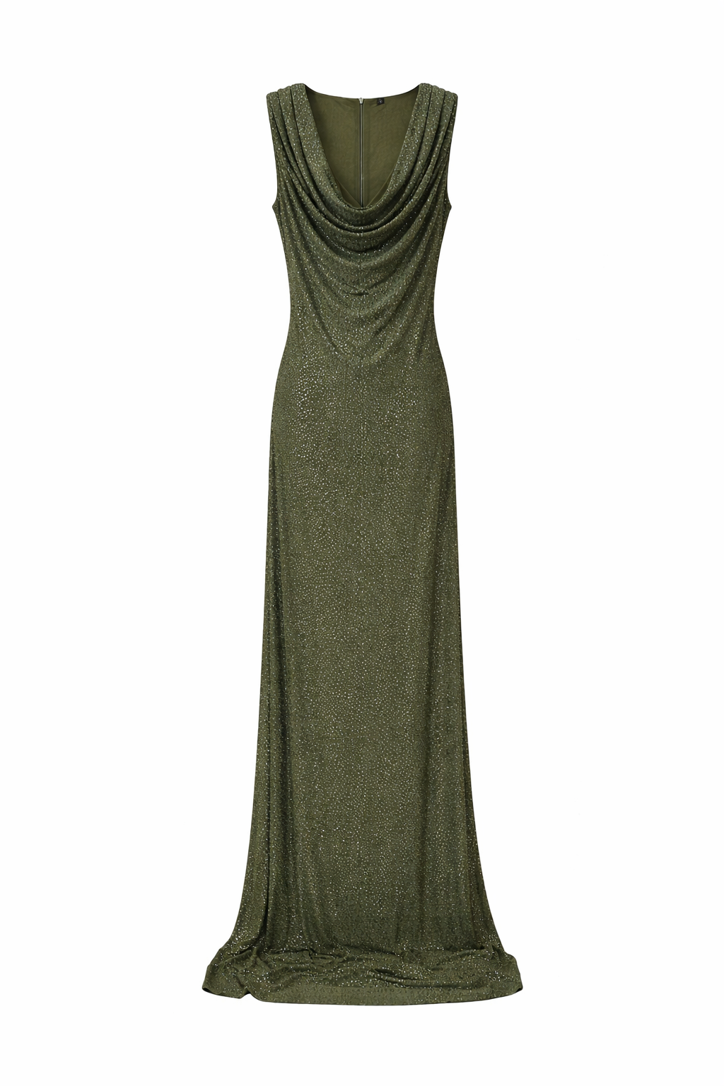 sleeveless maxi dress with draped cowl neckline and crystal embellishment – VERDA