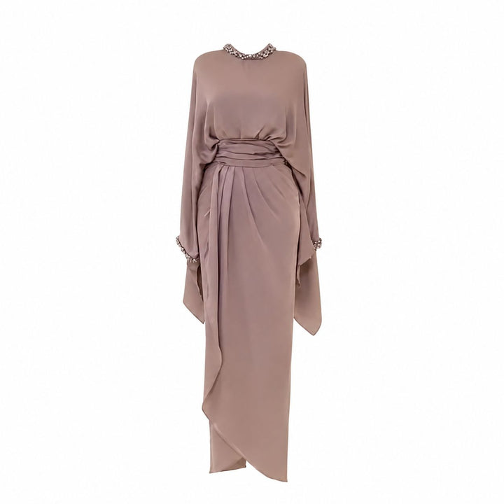 Crystal Collar Draped Maxi Dress - Grace