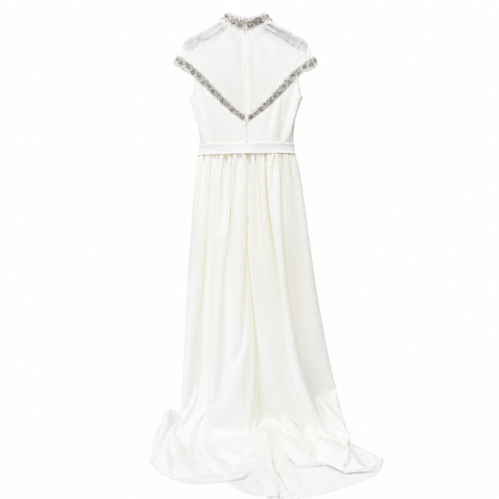 White Crystal Embellished Chiffon Gown – Grace
