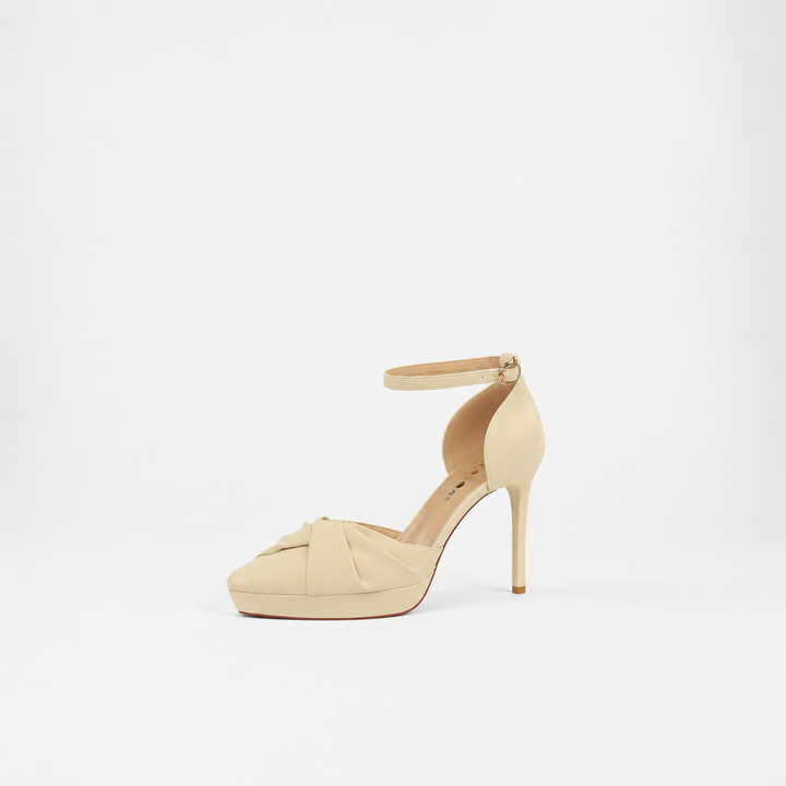 Ankle Strap Platform Stiletto Pumps - Ivory