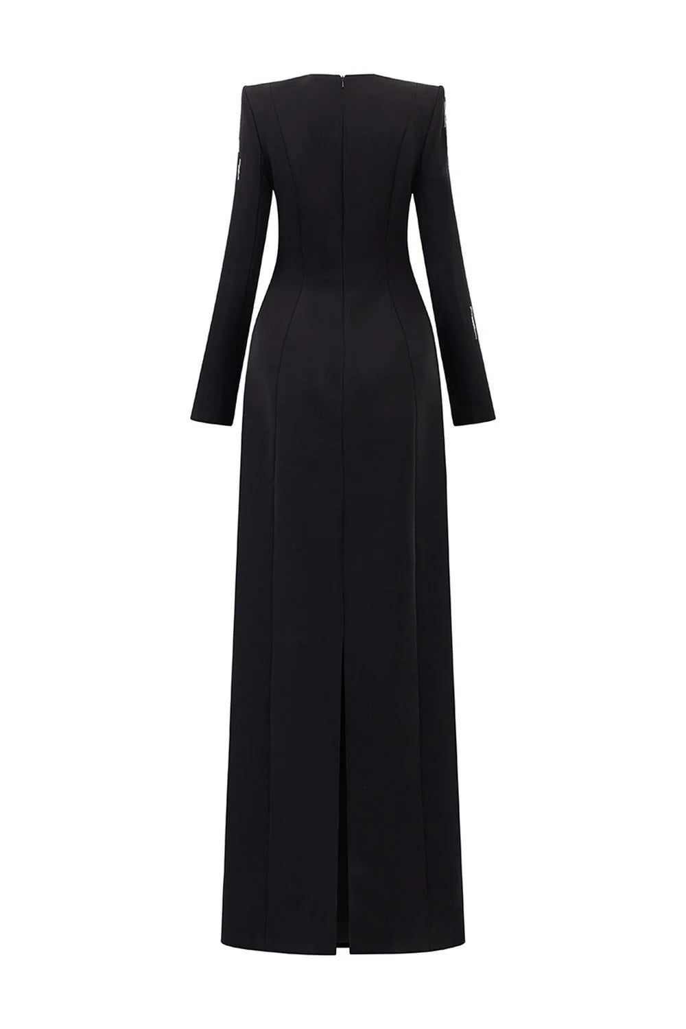 Long-Sleeve Column Dress with Metallic Embellishments - STELLAR-1