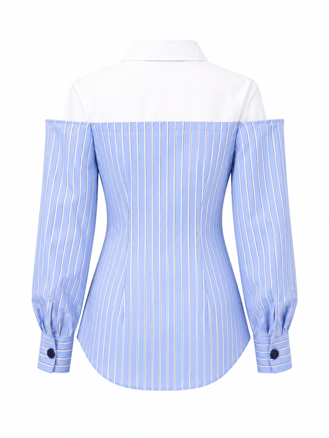 Blue Striped Off-Shoulder Layered Shirt – AZURÉLLE