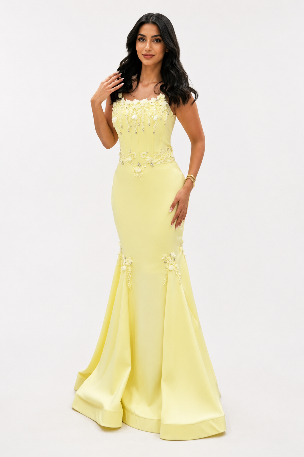 Floral Embellished Mermaid Evening Dress - Elegant