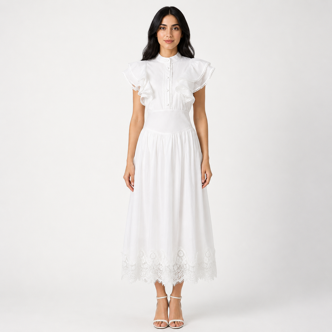 Vintage Lace Hem Midi Dress - Charm