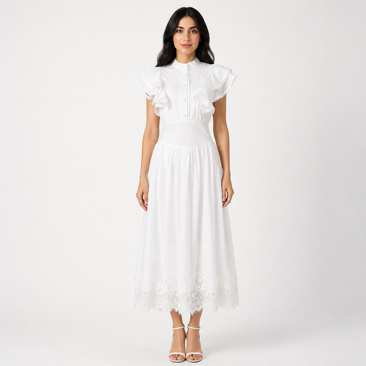 Vintage Lace Hem Midi Dress - Charm