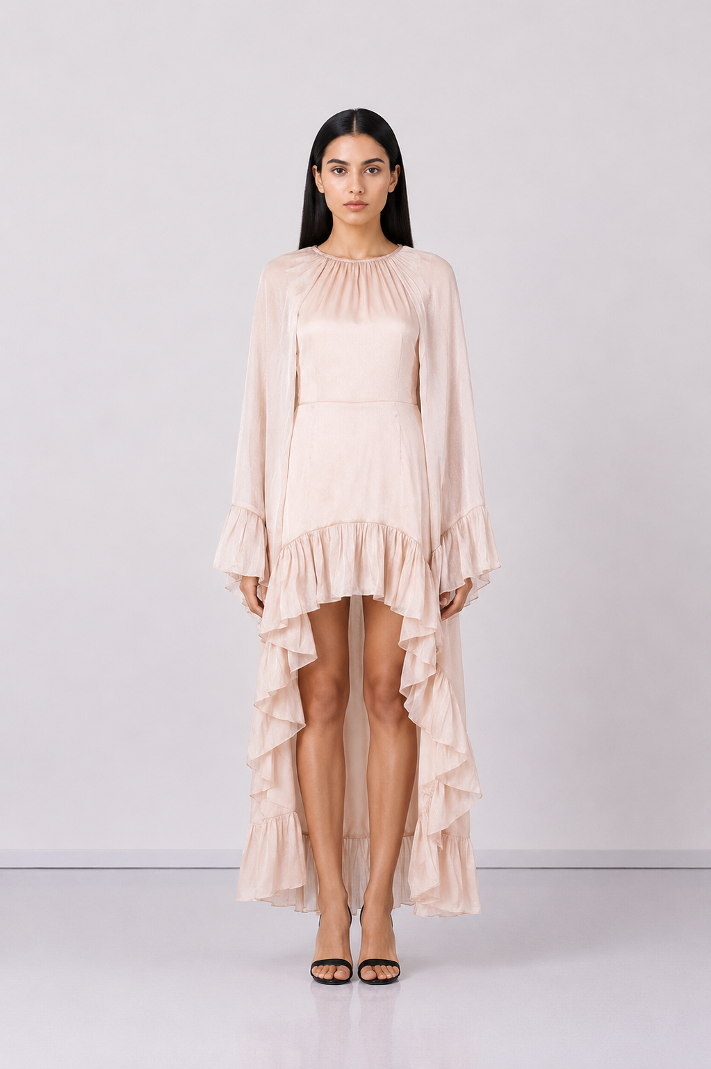 Blush High-Low Ruffle Maxi Dress - Serenity