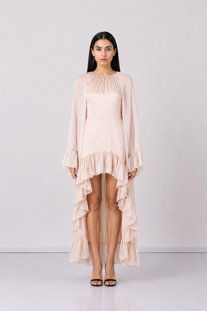 Blush High-Low Ruffle Maxi Dress - Serenity