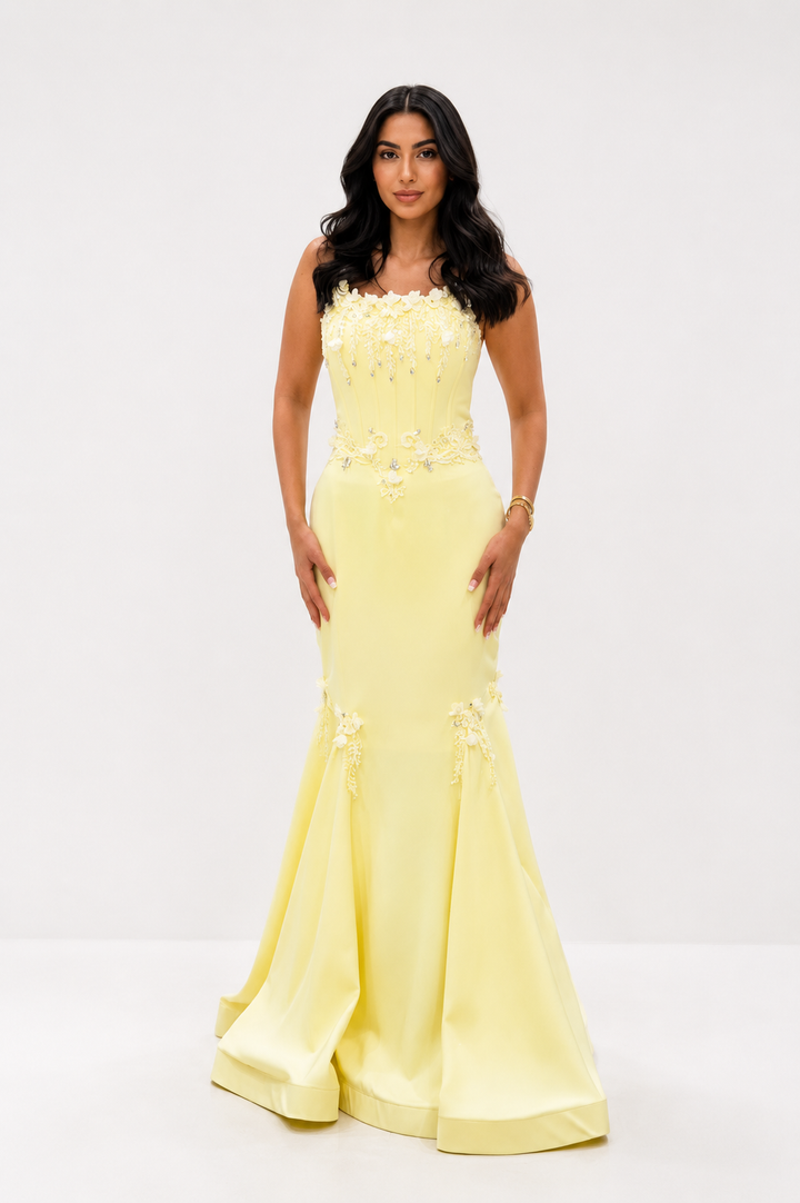 Floral Embellished Mermaid Evening Dress - Elegant