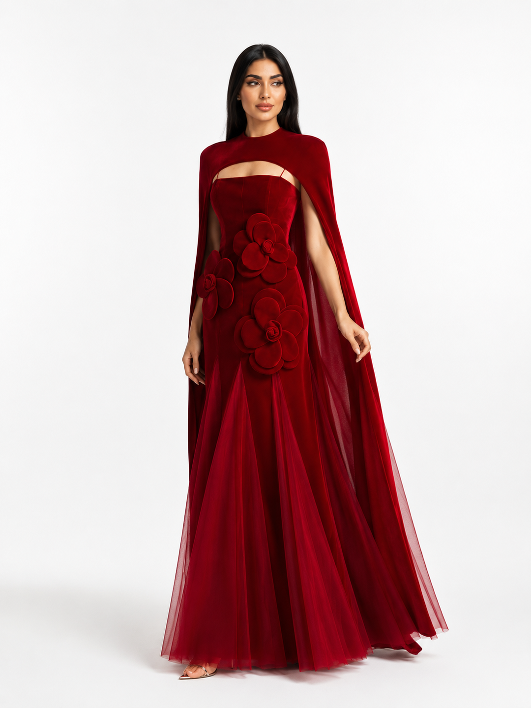Floral Cape Evening Gown – Rosalia