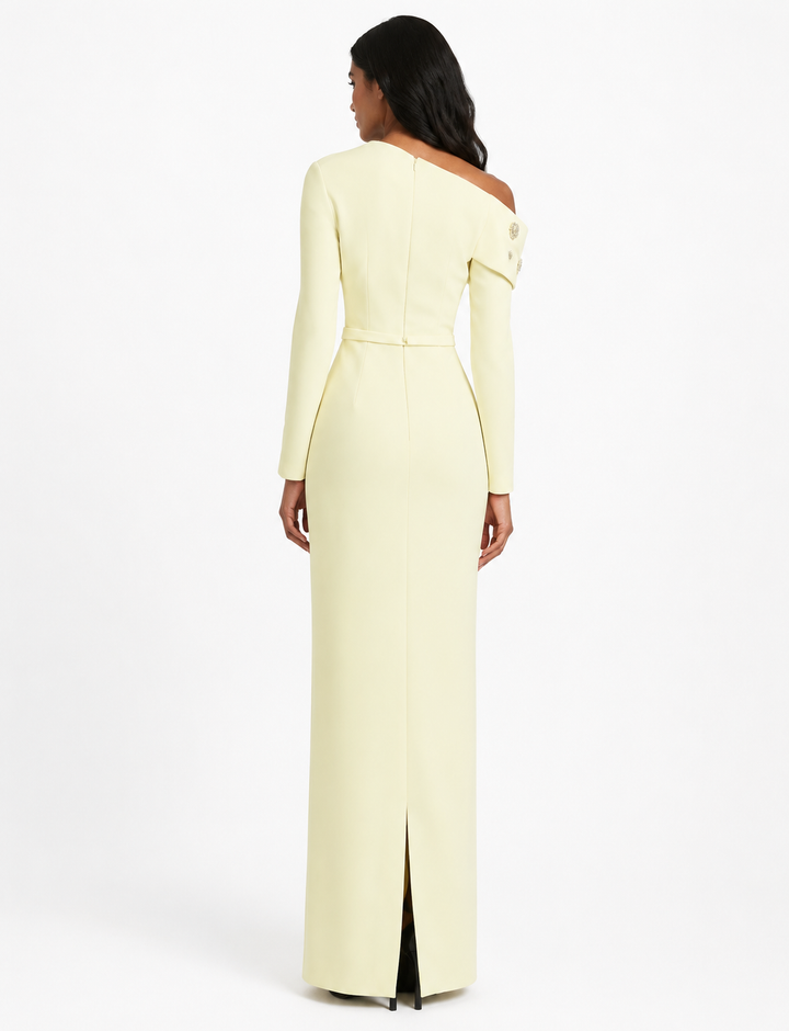 Embellished Asymmetric Gown - Elara