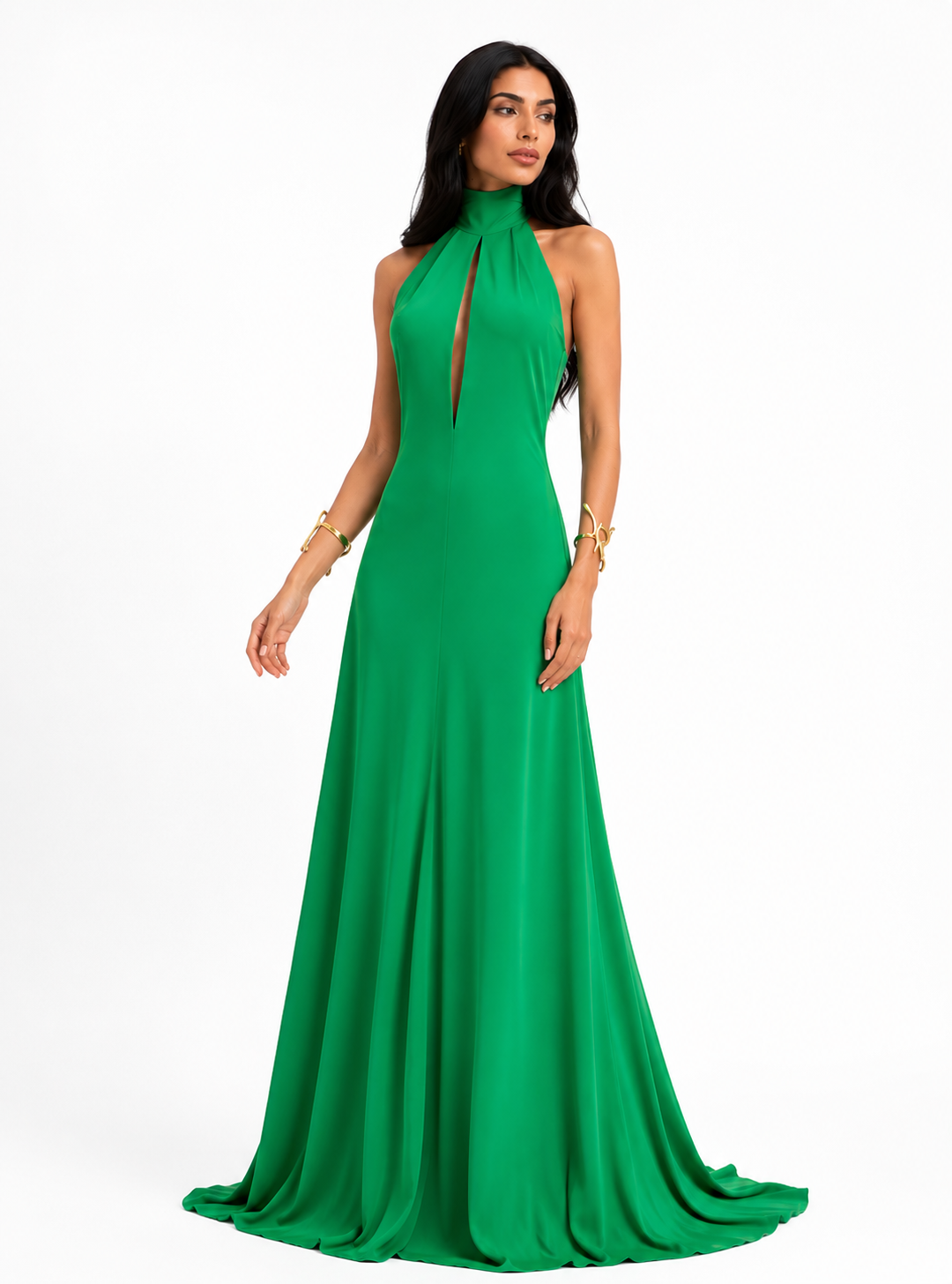 Halter Keyhole Mermaid Gown – Emerald