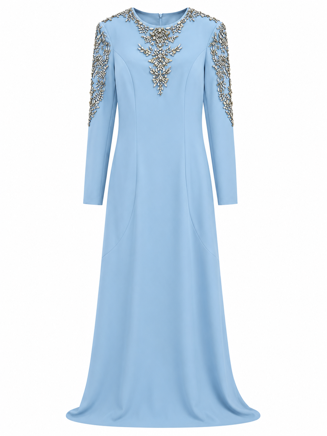Crystal Embellished Maxi Dress - Sky