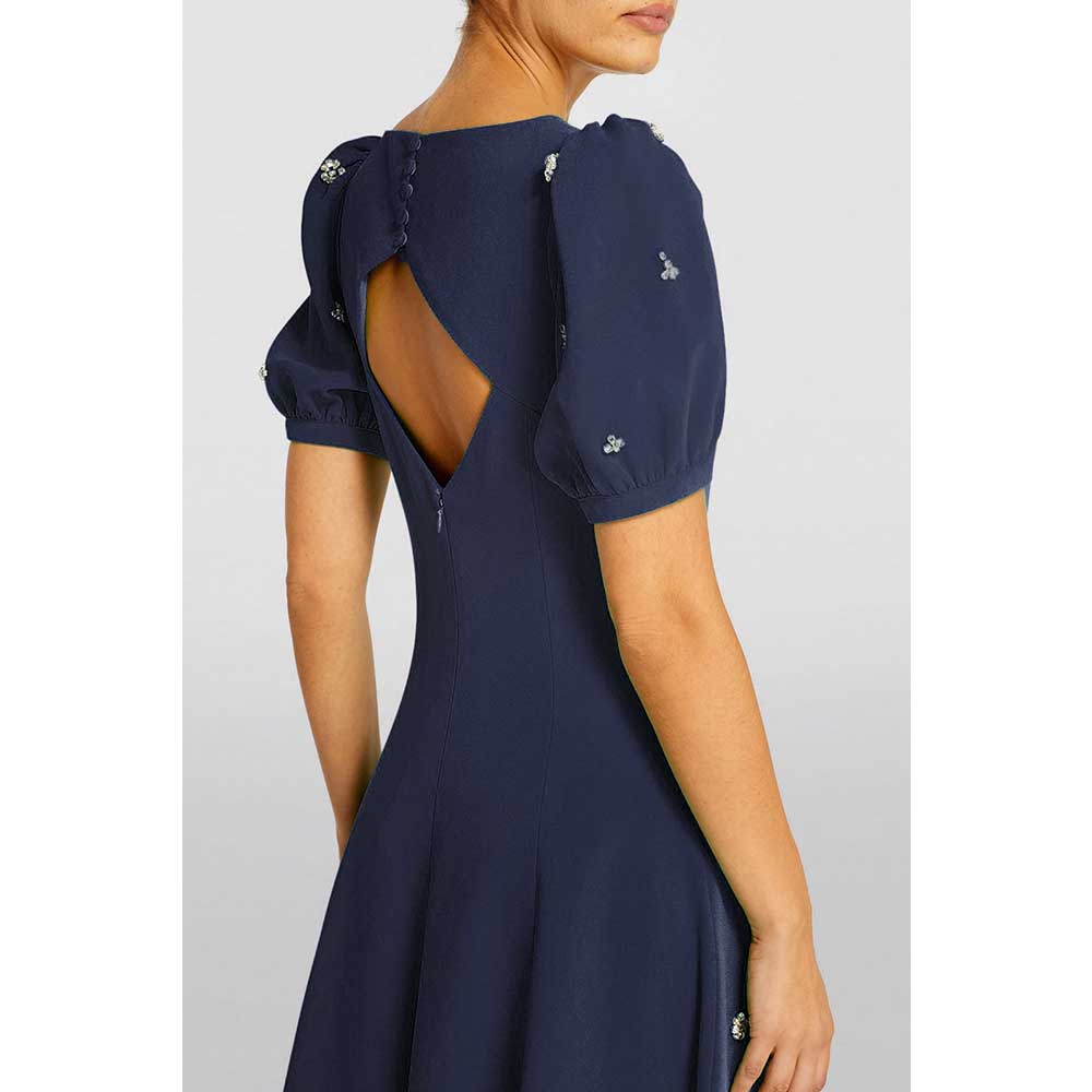 puff-sleeve embellished gown – NVY