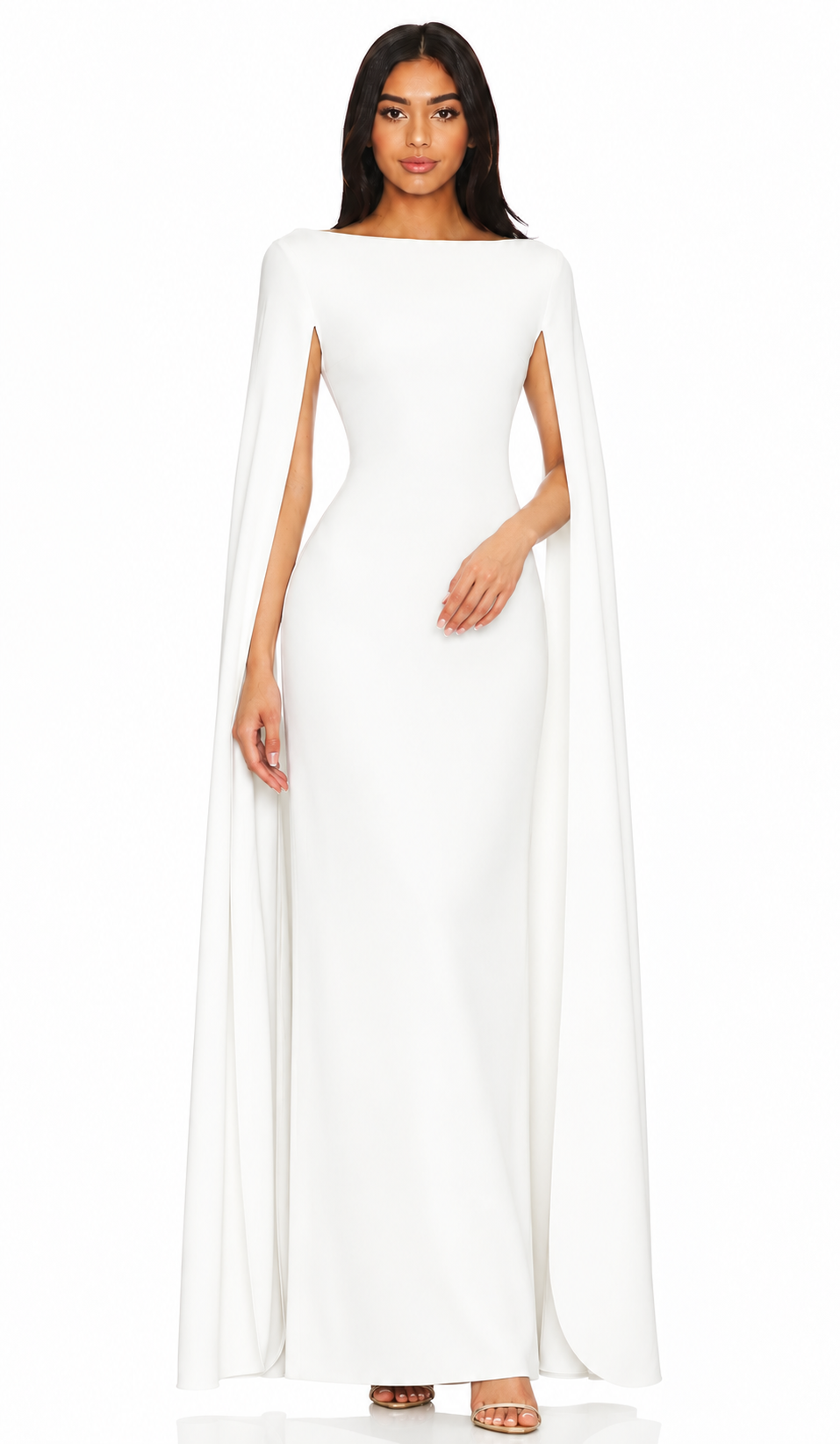 Cape Sleeve Column Maxi Dress - Sky