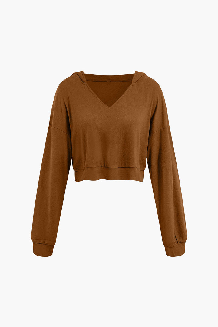 Basic V-neck Sleeveless Maxi Dress And Hooded Crop Sweatshirt Set