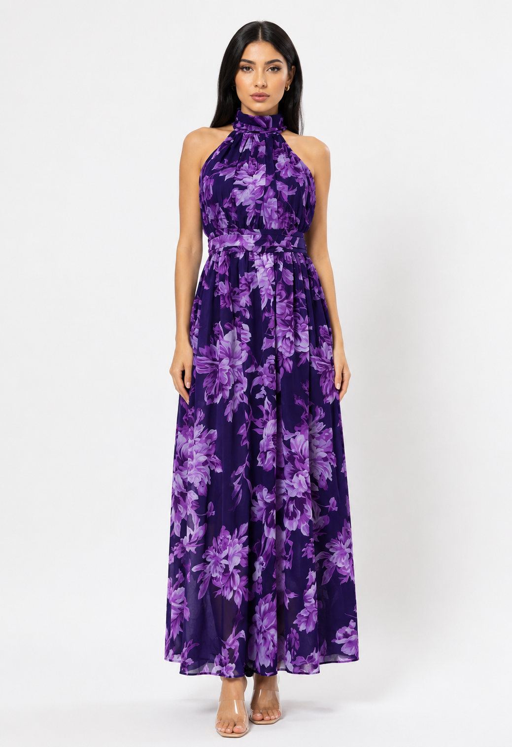 Violet Bloom Halter Maxi Dress - Dream