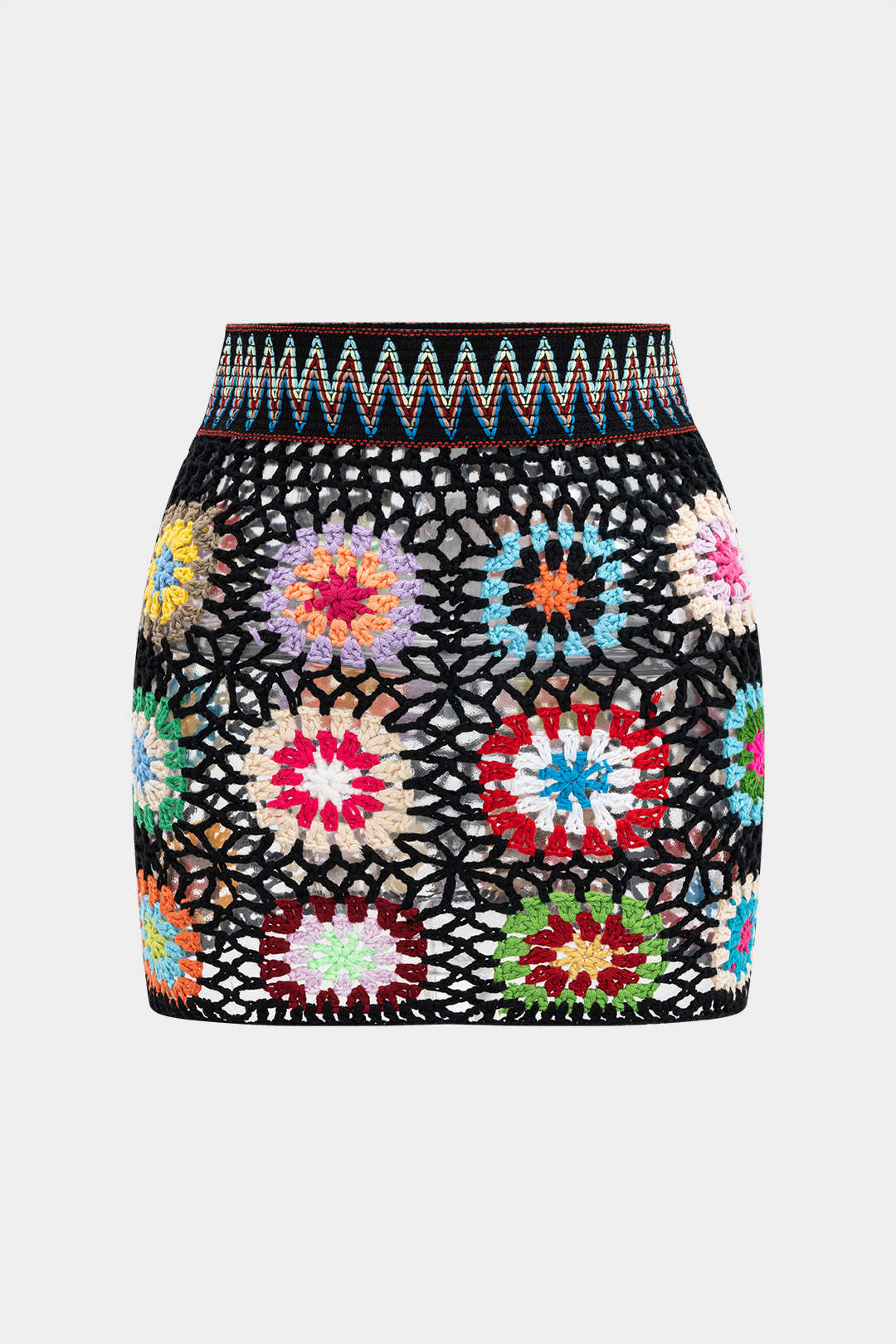 Knit Contrast Cut Out Skirt