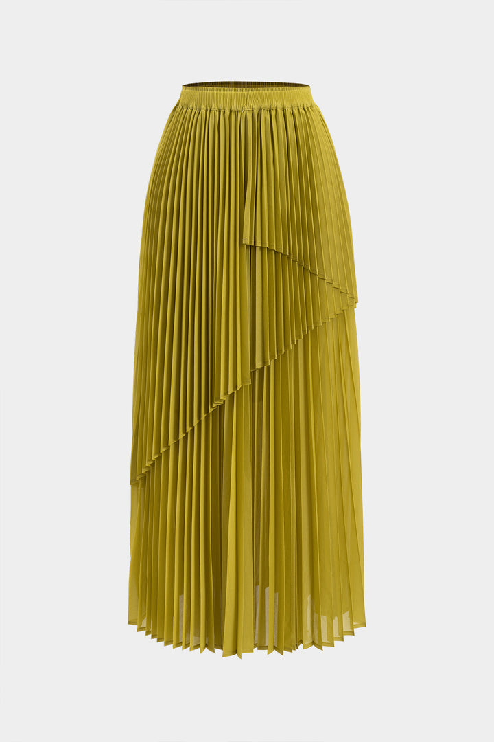 Tie Front Long Sleeve Top And Pleated Skirt Set