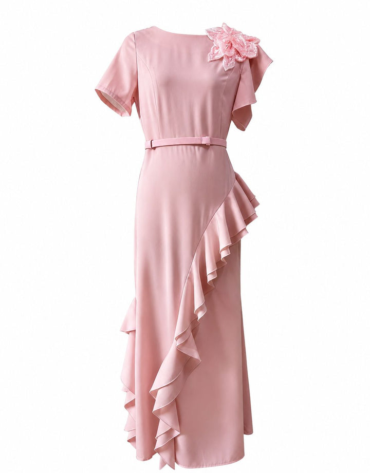 Floral Ruffle Maxi Dress - Ivory