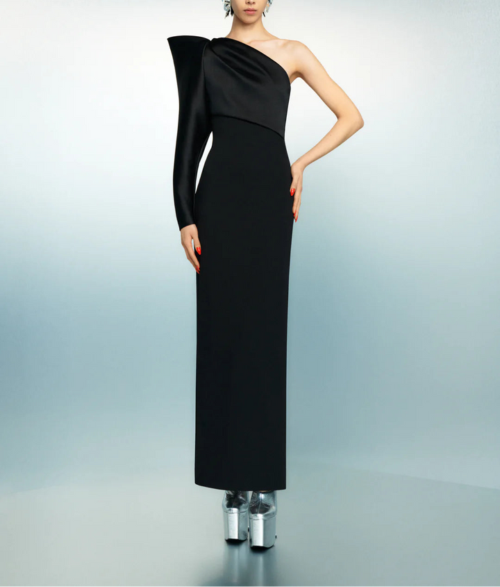 one-shoulder sculpted sleeve column dress – TALLY