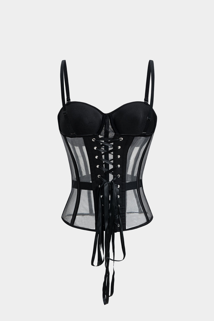 Mesh Tie Back Bustier Slip Cami Top