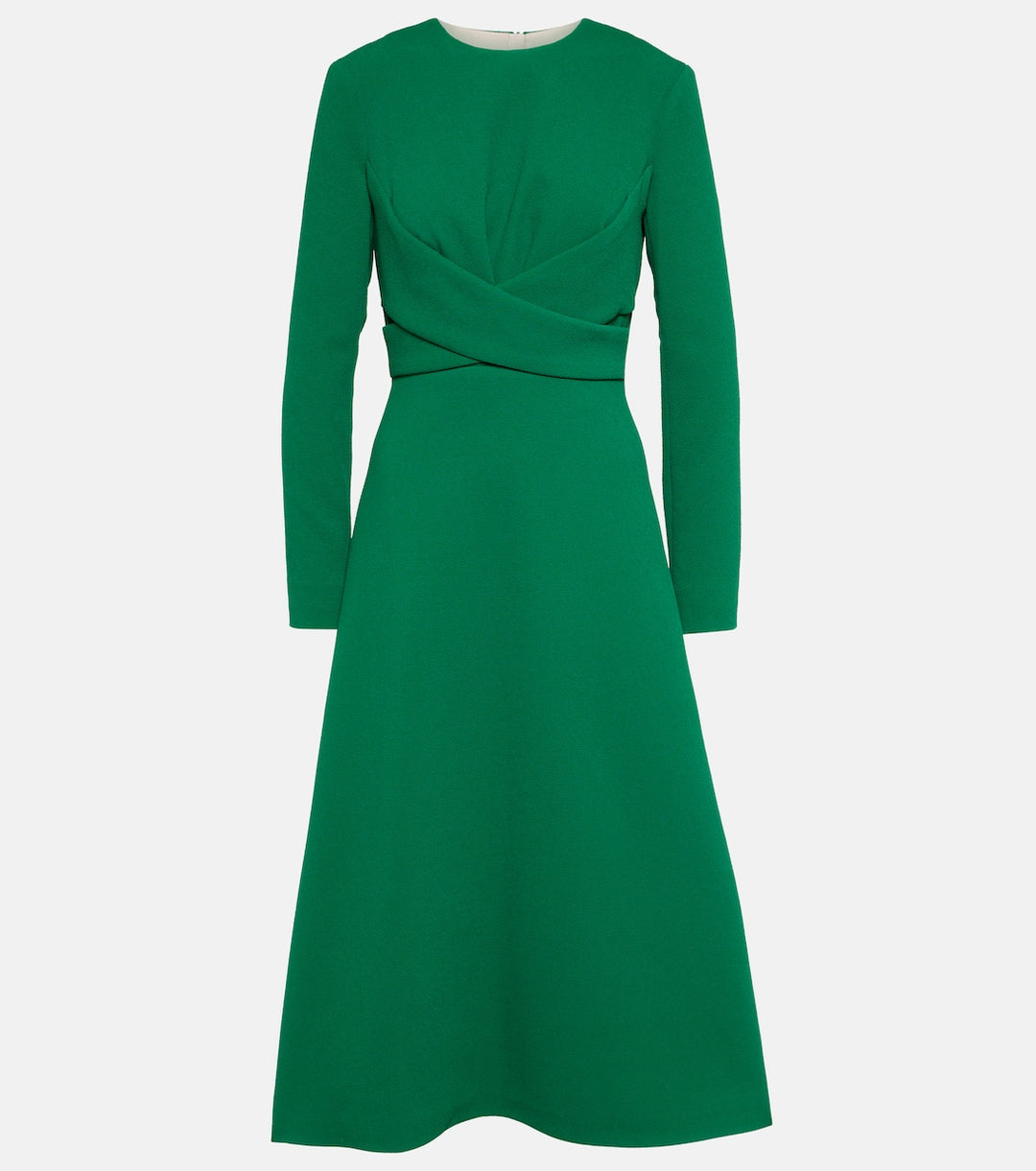 long-sleeve midi dress with draped waist – SILVEN