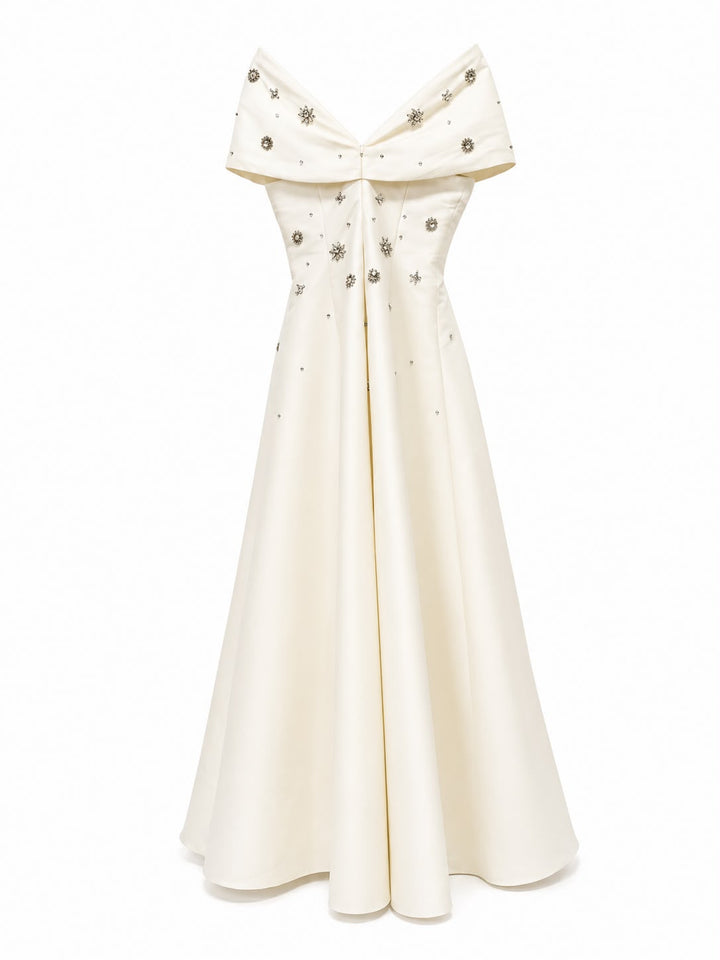 Embellished Off-Shoulder A-Line Maxi Dress - Grace